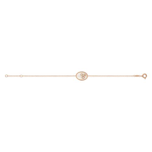 Bracelet or 375 rose pierre de lune et zirconia