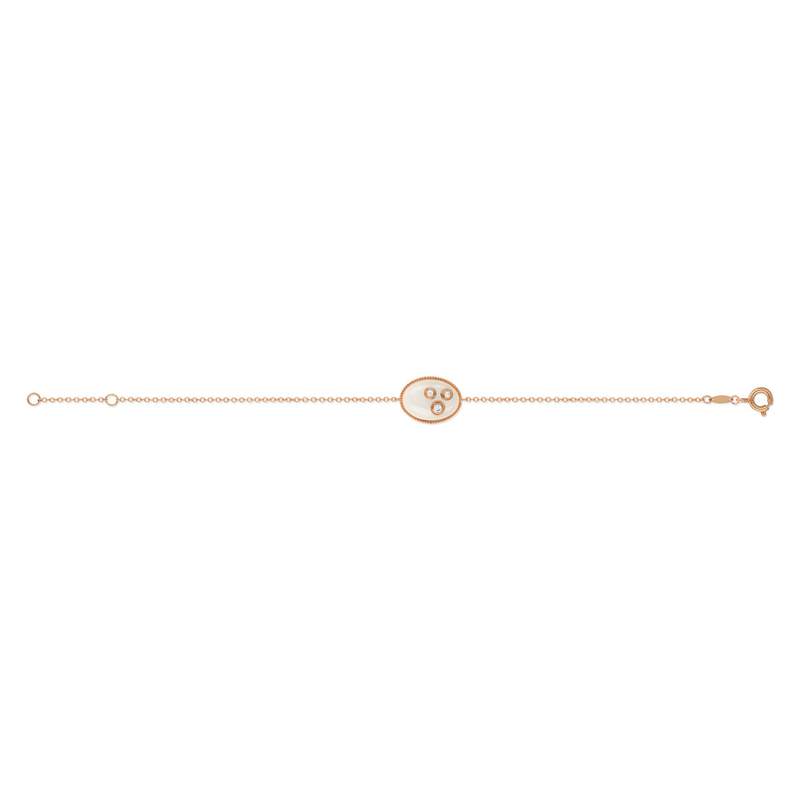 Bracelet or 375 rose pierre de lune et zirconia - vue 1