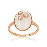 Bague or 375 rose pierre de lune et zirconia - vue 1