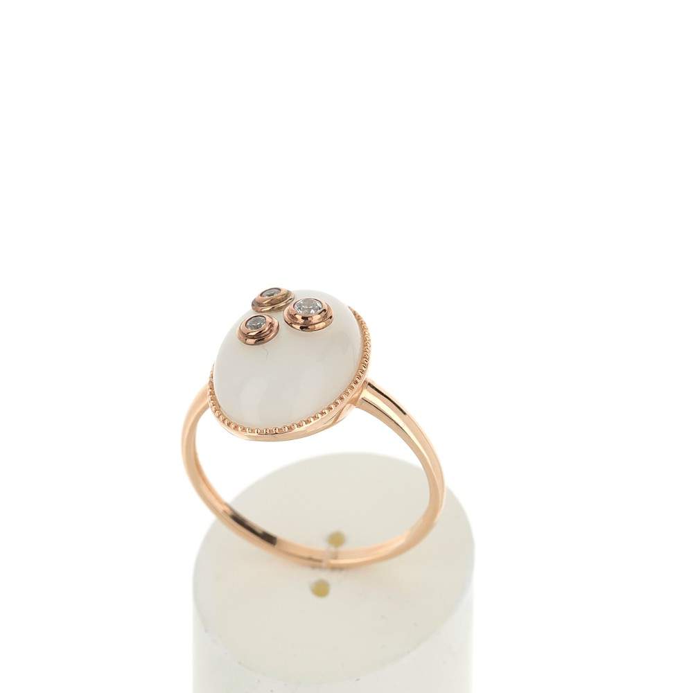 Bague or 375 rose pierre de lune et zirconia - vue 2