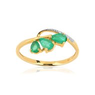 Bague or 375 2 tons emeraude et diamant