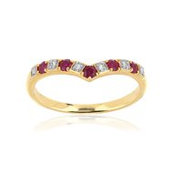 Bague or 375 2 tons rubis et diamant