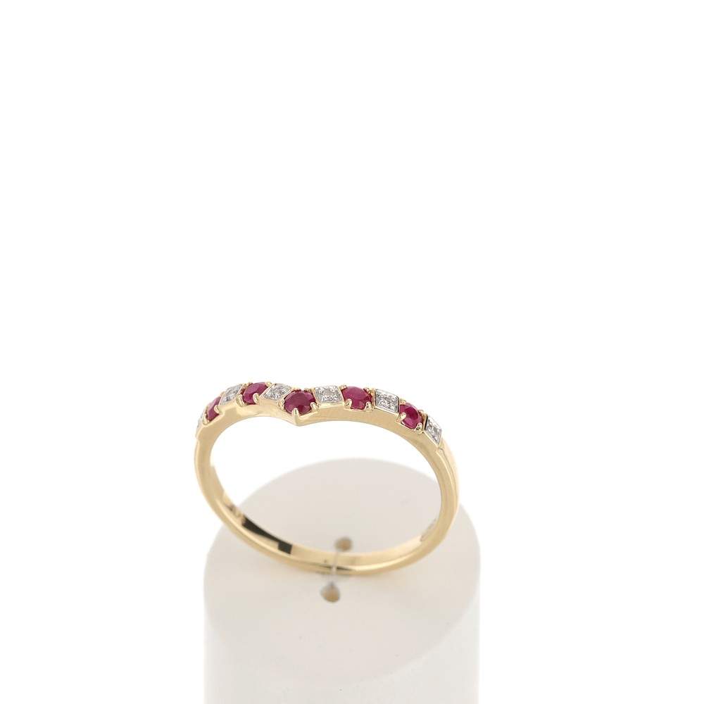 Bague or 375 2 tons 'V' rubis et diamants - vue 2