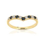 Bague or 375 2 tons 'V' saphirs et diamants - vue 1