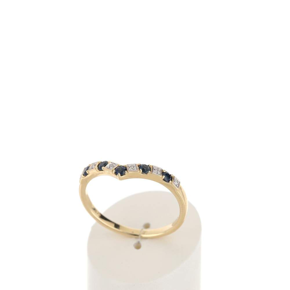 Bague or 375 2 tons 'V' saphirs et diamants - vue 2