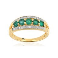 Bague or 375 2 tons emeraude et diamant