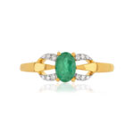 Bague or 375 2 tons émeraude ovale et diamants - vue 3