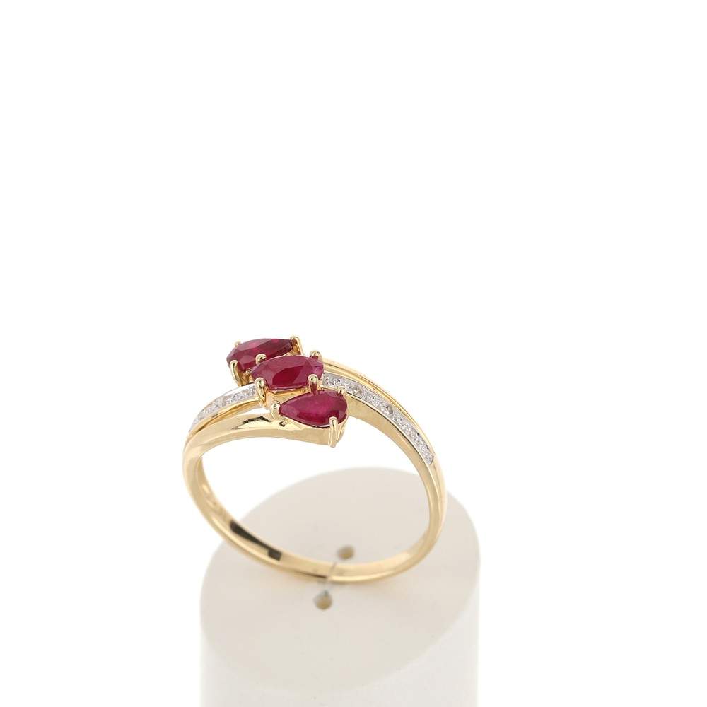 Bague or 375 2 tons rubis et diamants - vue 2