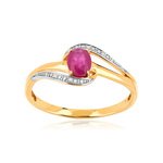 Bague or 375 2 tons rubis ovale et diamants - vue 1