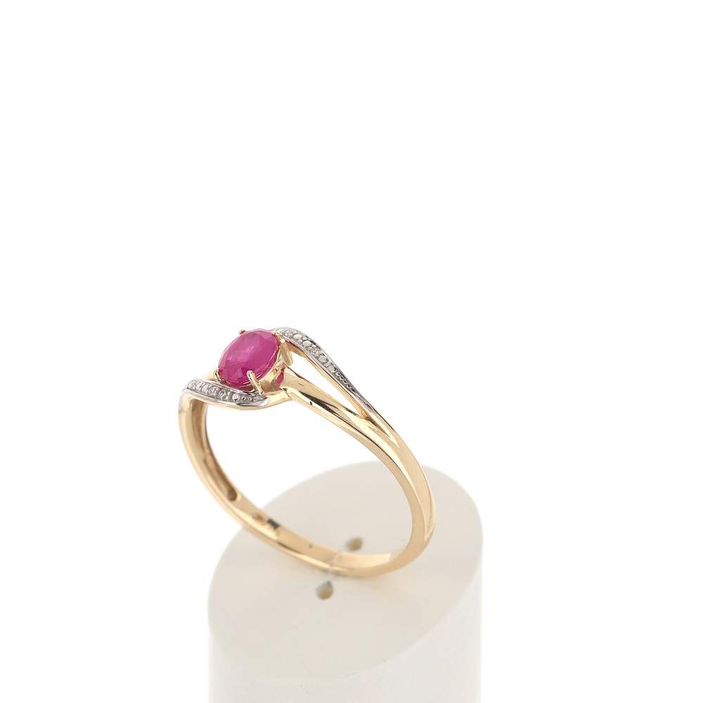 Bague or 375 2 tons rubis ovale et diamants - vue 3