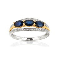 Bague 2 ors 375 saphir et diamant