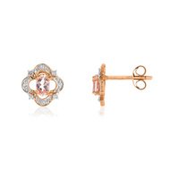 Boucles d'oreilles or 375 rose morganite diamant