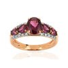 Bague or 375 rose 2 tons grenats rhodolites et diamants - vue V1