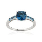 Bague or 375 blanc topazes bleues traitées - vue 1
