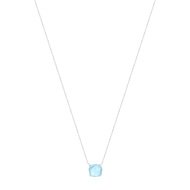 Collier or 375 blanc topaze bleue traitée