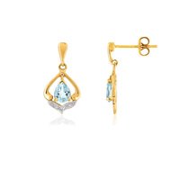 Boucles d'oreilles or 375 2tons topaze diamant