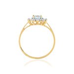 Bague or 375 2 tons fleur topaze bleue traitée ovale et zirconias - vue 2