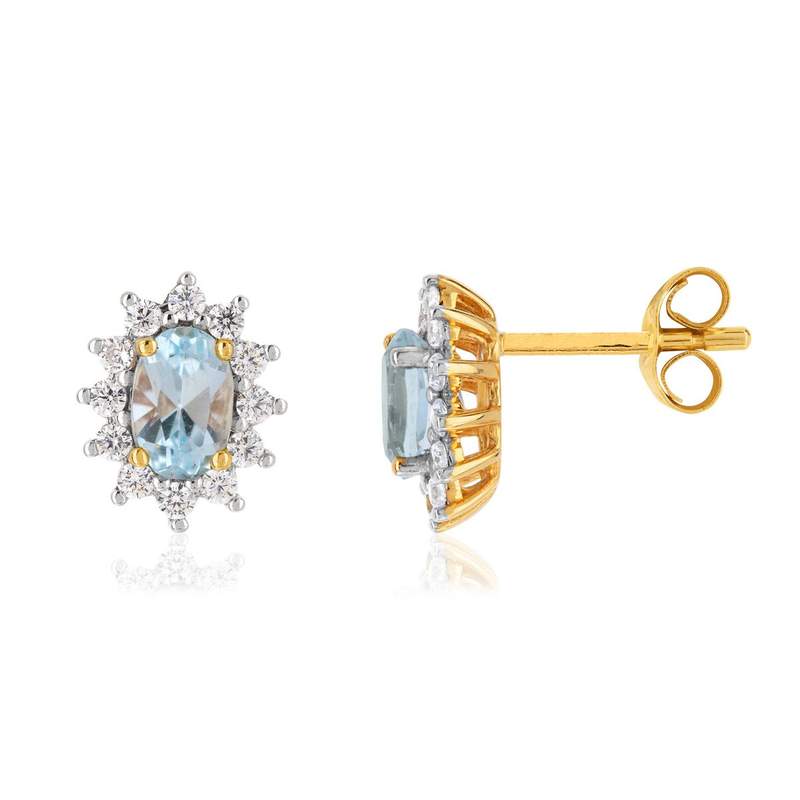 Boucles d'oreilles or 375 2 tons topaze traitée zirconia - vue 1