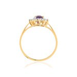 Bague or 375 2 tons fleur améthyste ovale et zirconias - vue 2