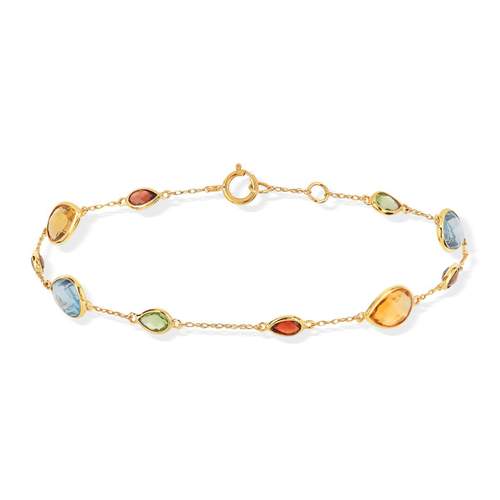 Gold bracelet 375 yellow gemstones 19 cm