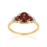 Bague or 375 2 tons grenat et diamant
