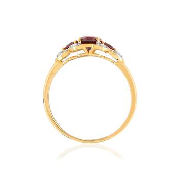2-tone garnet and diamond ring in 375 gold