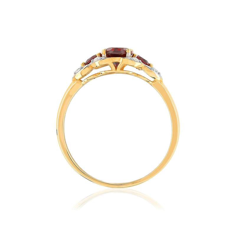 Bague or 375 2 tons grenats et diamants - vue 2