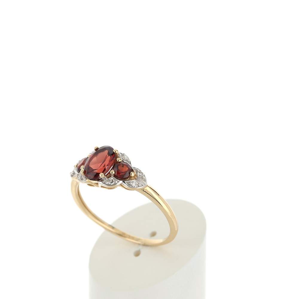 Bague or 375 2 tons grenats et diamants - vue 3