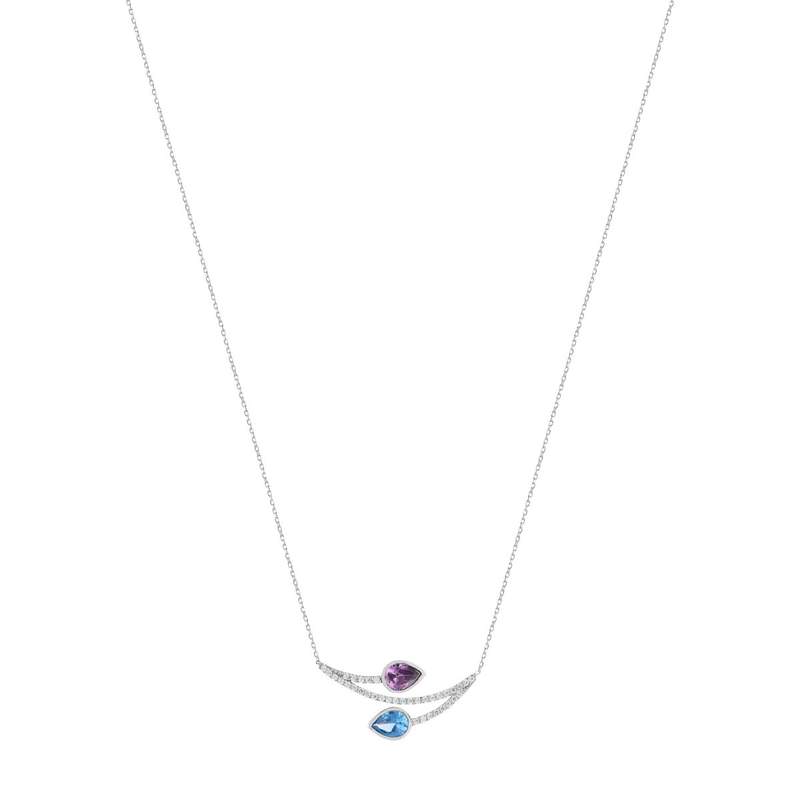 Collier or 375 blanc zirconia - vue 1