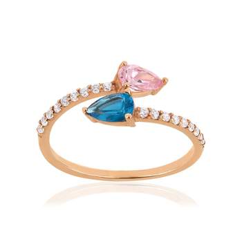 Bague or 375 rose zirconia