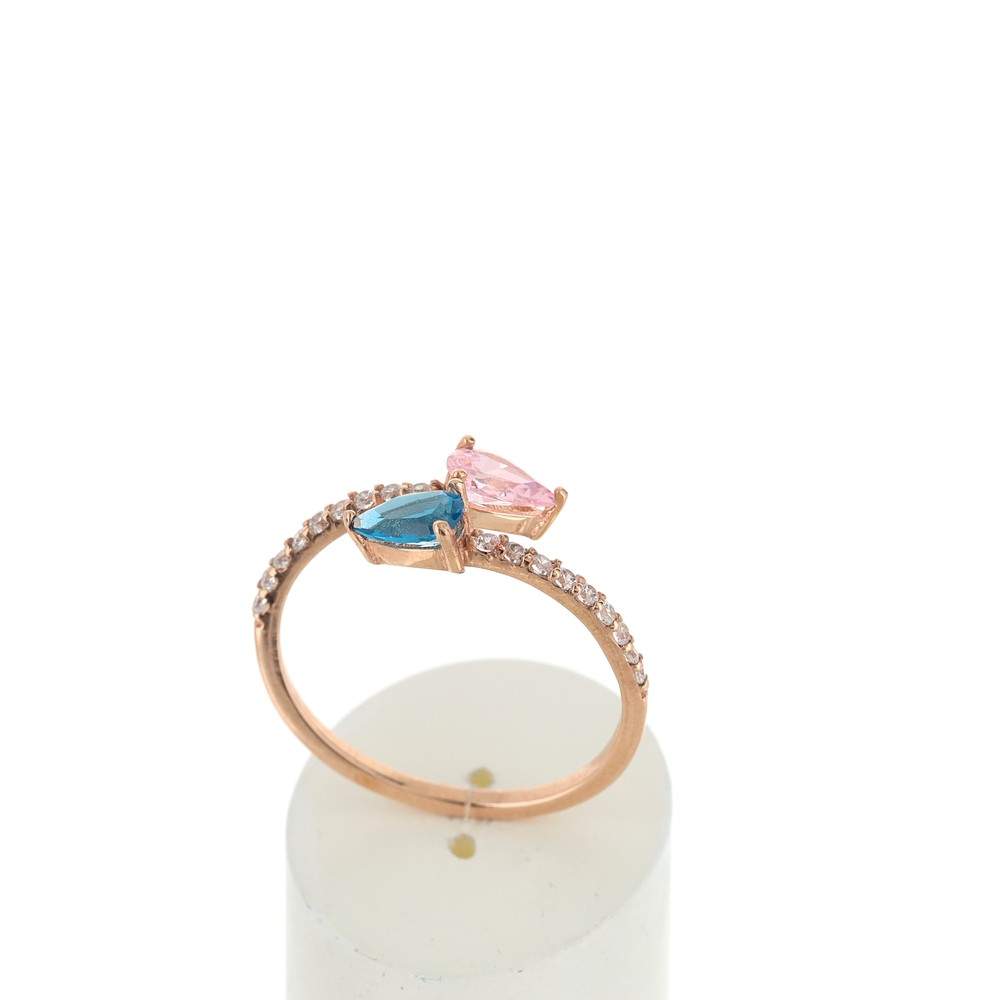 Bague or 375 rose zirconia - vue 2