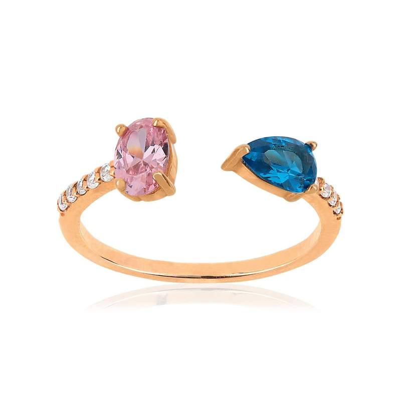 Bague or 375 rose zirconia - vue 1