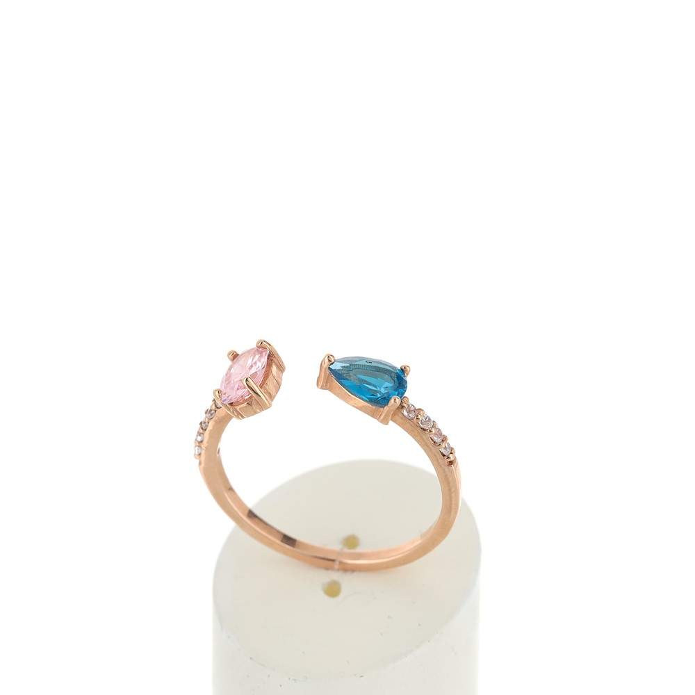 Bague or 375 rose zirconia - vue 2