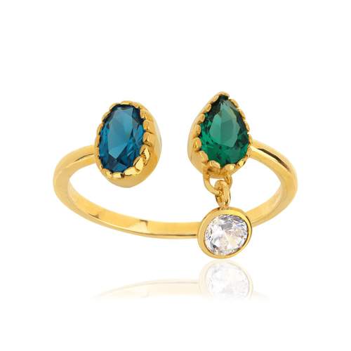 Bague or 375 jaune zirconia