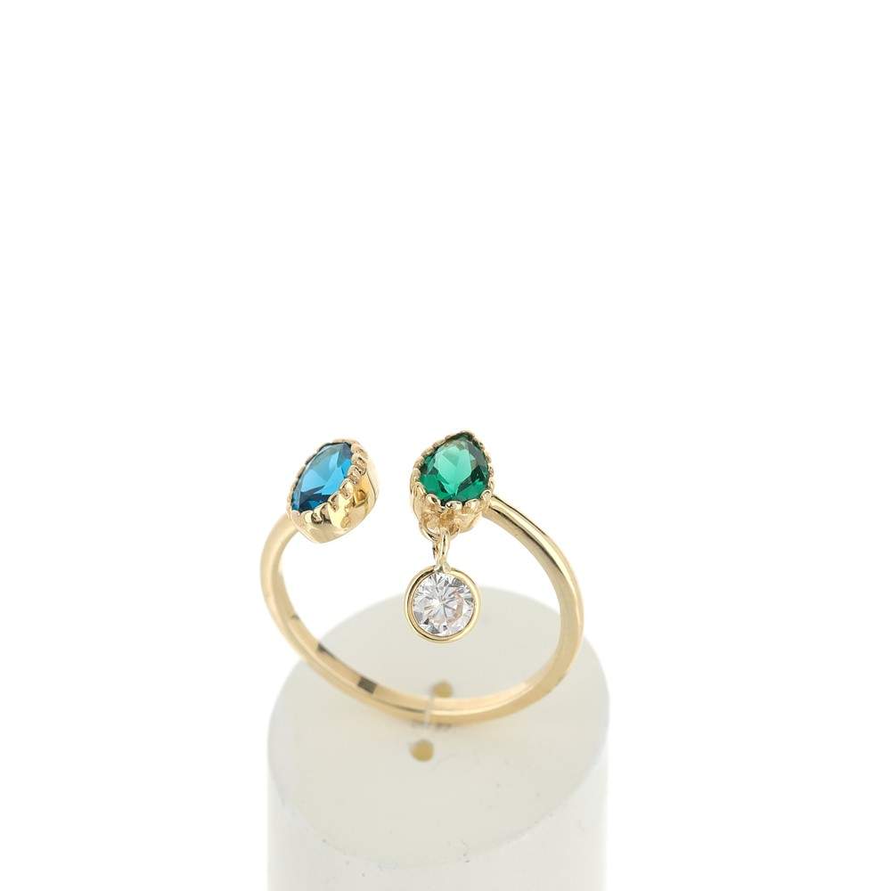 Bague or 375 jaune zirconia - vue 2