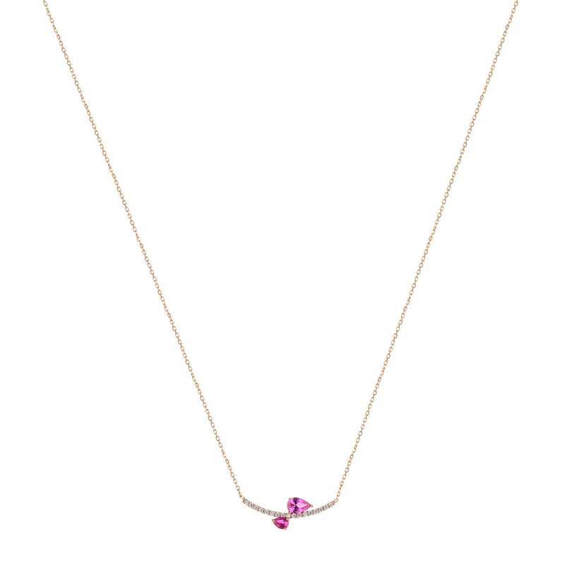 Collier or 375 rose zirconia - vue 1