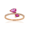 Bague or 375 rose zirconias blancs et roses - vue V1