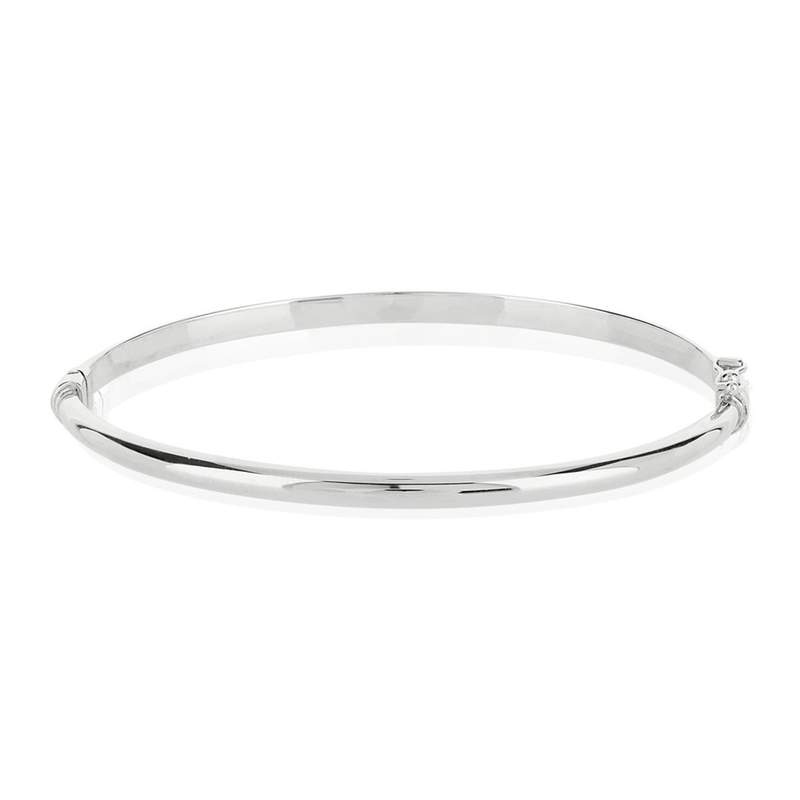 Bracelet jonc or 375 blanc - vue 1