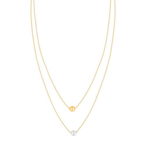 Collier 2 ors 375 double rang boules 42 cm