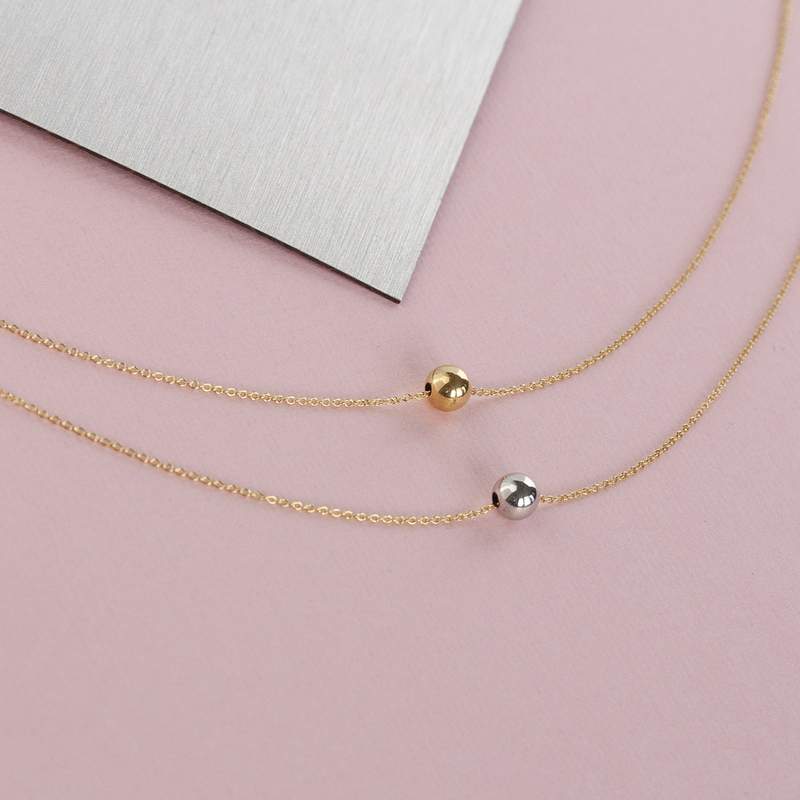 Collier 2 ors 375 double rang boules 42 cm - vue D1