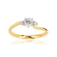 Bague or 375 zirconias