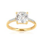 Bague or 375 2 tons carrée zirconias - vue 1