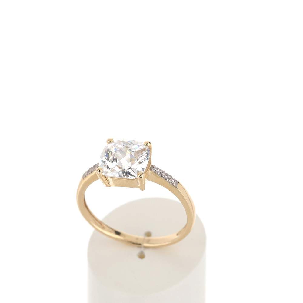 Bague or 375 2 tons carrée zirconias - vue 2