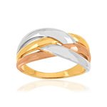 Bague or 375 3 tons entrelacée - vue 1