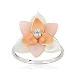 Bague 2 ors 375 nacres zirconia - vue 1