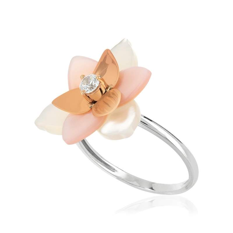 Bague 2 ors 375 nacres zirconia - vue 3