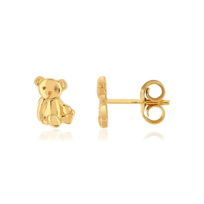 Boucles d'oreilles or 375 jaune oursons - vue 1