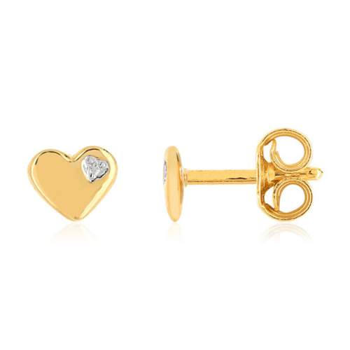 Boucles d'oreilles or 375 2 tons coeurs