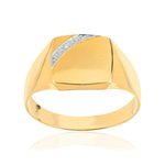 Chevaliere or 375 2 tons carrée diamant - vue 1