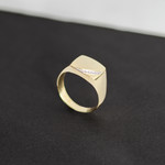 Chevaliere or 375 2 tons carrée diamant - vue D1